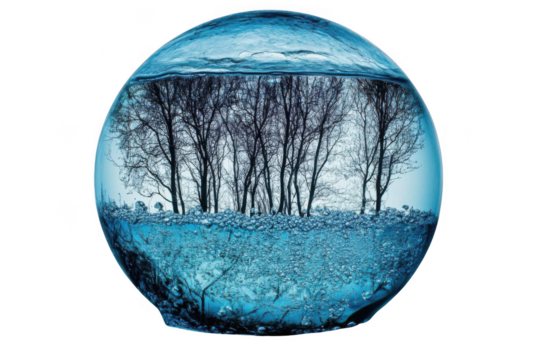 Abstract, Captures Forest in Sphere With Underwater Scenery and Blue Water Effect. - Powered by Adobe