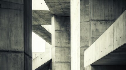 Abstract concrete structure, a study in geometric forms.
