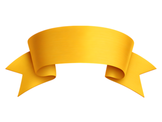 Vibrant photo of golden curved ribbon with textured surface isolated on transparent background.