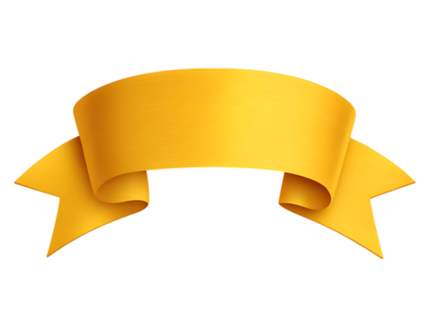 Vibrant photo of golden curved ribbon with textured surface isolated on transparent background.