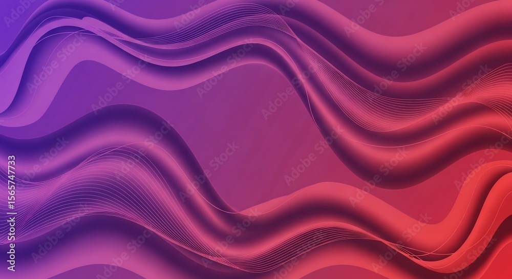 Poster abstract waves of gradient color with subtle lines, modern design