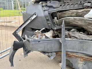 This minibus was significantly damaged as a result of a serious head-on collision. A seriously...