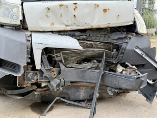 This minibus was significantly damaged as a result of a serious head-on collision. A seriously...