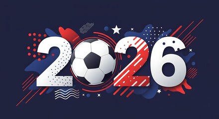 Soccer ball placed between "2026" numbers, the upcoming year event. 