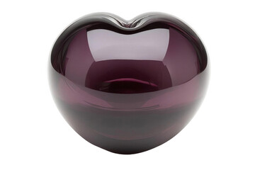 Gaze At Heart Shaped Purple Glass Vase On Black And Reflective Surface.