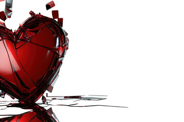 shattered glass Heart reflects love and Pain concept theme.