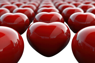 red hearts shine on surface representing love and affection concept design