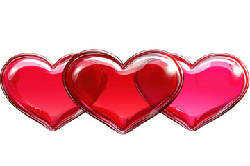 Three Shiny hearts convey emotional depth and symbol of romantic affection.