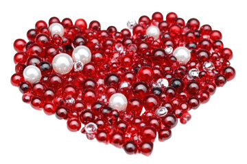 Red and White Orbs Form a Heart Shape, Love and Affection Concept