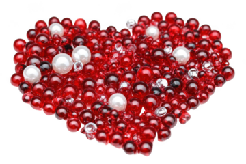 Red and White Orbs Form a Heart Shape, Love and Affection Concept