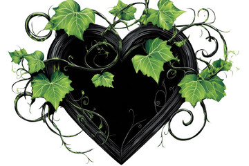 Heart Frame with Green Leaves Grow, Floral and Artistic Concept Theme.