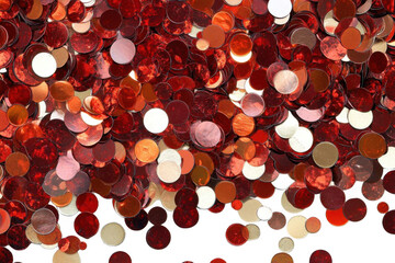 View of red and gold confetti background at a celebration, Abstract Theme.