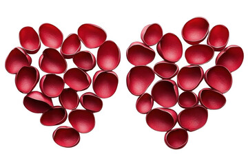 Create Two Hearts with Red Texture and Valentines Day Concept Theme.