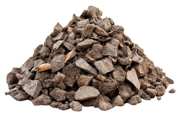 Pile Of rubble Sits On Black, With Rock Texture and Construction Concept