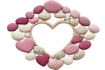 Create a Heart Shaped Frame with Pebbles and Stones and Black Background
