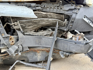 This minibus was significantly damaged as a result of a serious head-on collision. A seriously...