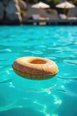 A refreshing summer scene featuring cork floats bobbing gently on a vibrant blue ocean, bathed in warm sunlight Perfect for travel, summer, and nature themes , seaside, water