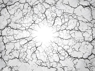 An eye-catching artistic representation of the cracked ground, with a bright, central point. Evoking a sense of earth's raw power and the effects of time and forces.