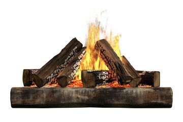 Burning Logs Create A Warm Atmosphere, Cozy Firewood And Rustic Charm