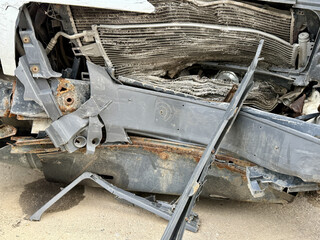 This minibus was significantly damaged as a result of a serious head-on collision. A seriously...