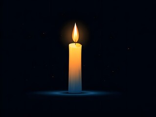 A single lit candle against a deep, inviting dark background, illuminating the darkness with its warm glow and representing hope, peace, and remembrance.
