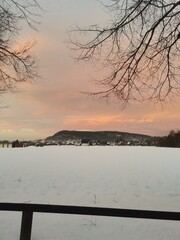 sunset on winter