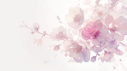 Fototapeta premium Minimalist floral wallpaper with a single soft pink flower on a pure white background, clean high-detail design, suitable for interior decoration, wedding invitation aesthetic projects.