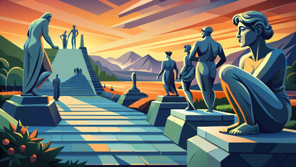 At Vigeland Park in Oslo, human statues in motion and contemplation sit among stone walkways under soft northern light.