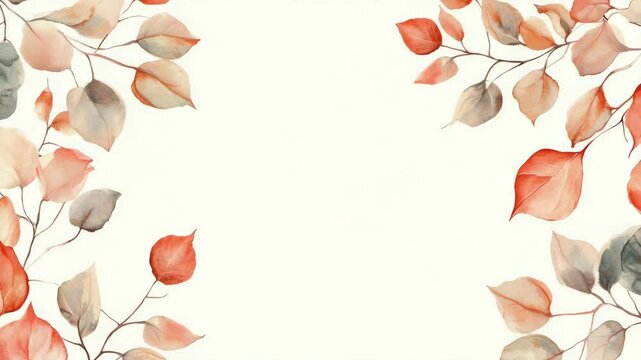 Autumn leaf design card for greetings, celebrations or to say thanks. Handmade style with a floral pattern and seasonal motif on a watermark paper background.