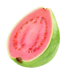 Half of ripe guava isolated on transparent background.
