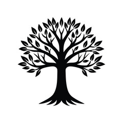 trees icon.Elegant Black and White Tree Illustration Nature, Growth, and Life Symbol