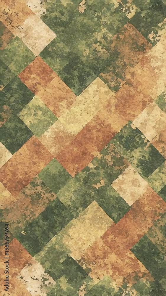 Poster abstract mosaic background features a geometric design with diagonal rectangular tiles in shades of 