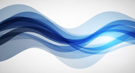 Fototapeta premium Dynamic Blue Wave Abstract: Flowing Curves and Light on White Background