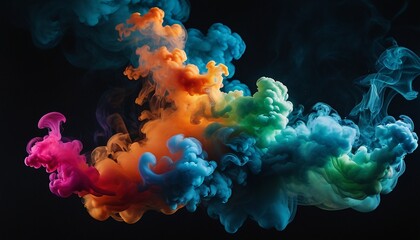 Vibrant Colorful Smoke Plumes on Dark Abstract Background Desktop Wallpaper