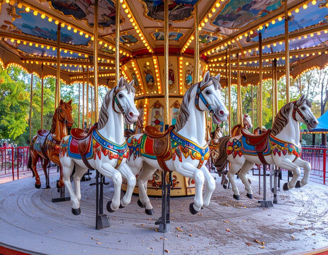 Colorful Painted Merry Go Round Horses 101