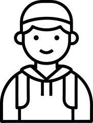 An outline icon student with a backpack with white background.