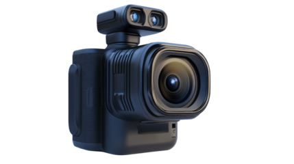 8K action camera with stabilization,Transparent background, PNG file