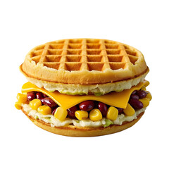 Savory Waffle Sandwich With Beans Corn Avocado and Cheese Delicious Fast Food Treat