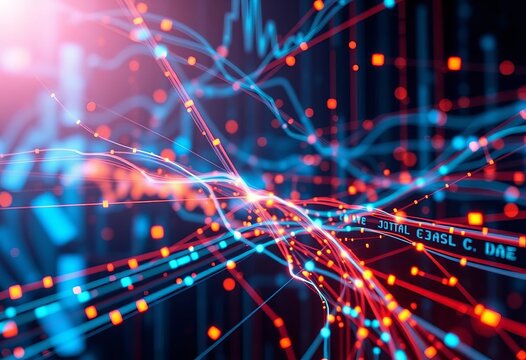 Abstract network data streams, digital security concept,  secure,  technology