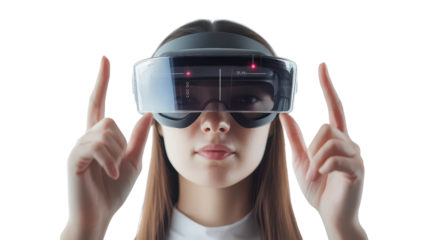 AR glasses with gesture control, Transparent background, PNG file