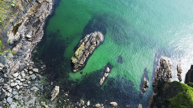 Kinsale, Ireland, May 22, 2024: The Old Gead Cliffs and Golf Course Near Kinsale from a UAV Drone on the Kinsale Cape Country Cork.