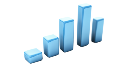 Bar chart icon with four bars, Transparent background, PNG file