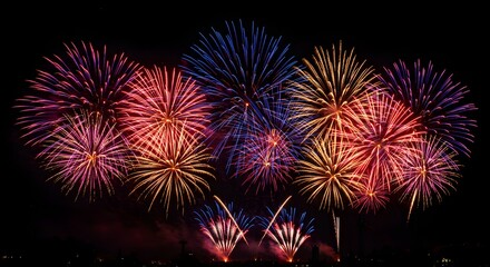 Fourth of July fireworks Spectacular Fireworks Display A Night Sky Illuminated with Vivid Colors