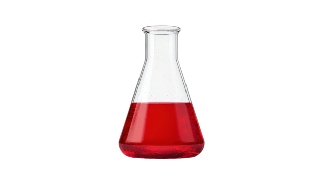 Beaker with red chemical Transparent background, PNG file