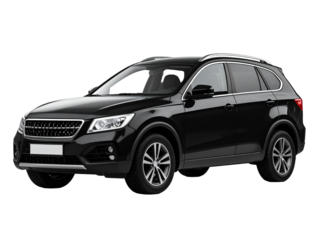 Black SUV on a white background suitable for automotive advertising, website banners, brochures, and transportationthemed designs. Perfect for featuring luxury vehicles.