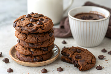 Fototapeta premium A stack of Mexican hot chocolate cookies photographed from front view