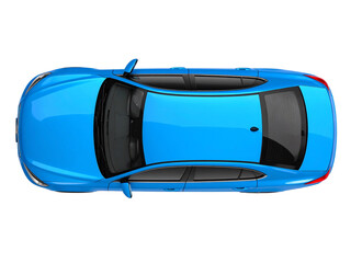 Blue car viewed from above; suitable for automotive, transportation, parking, and urban lifestyle concepts in design and marketing projects.