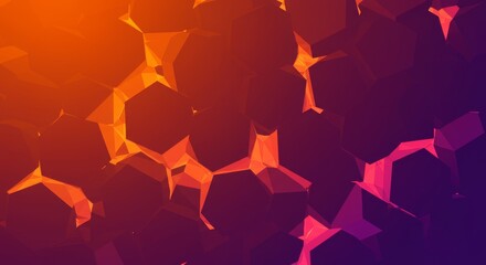 Vibrant geometric abstract background with hexagonal shapes and fiery color transitions