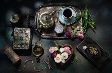 Tea time and flowers 