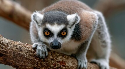 Ring tailed lemur on branch